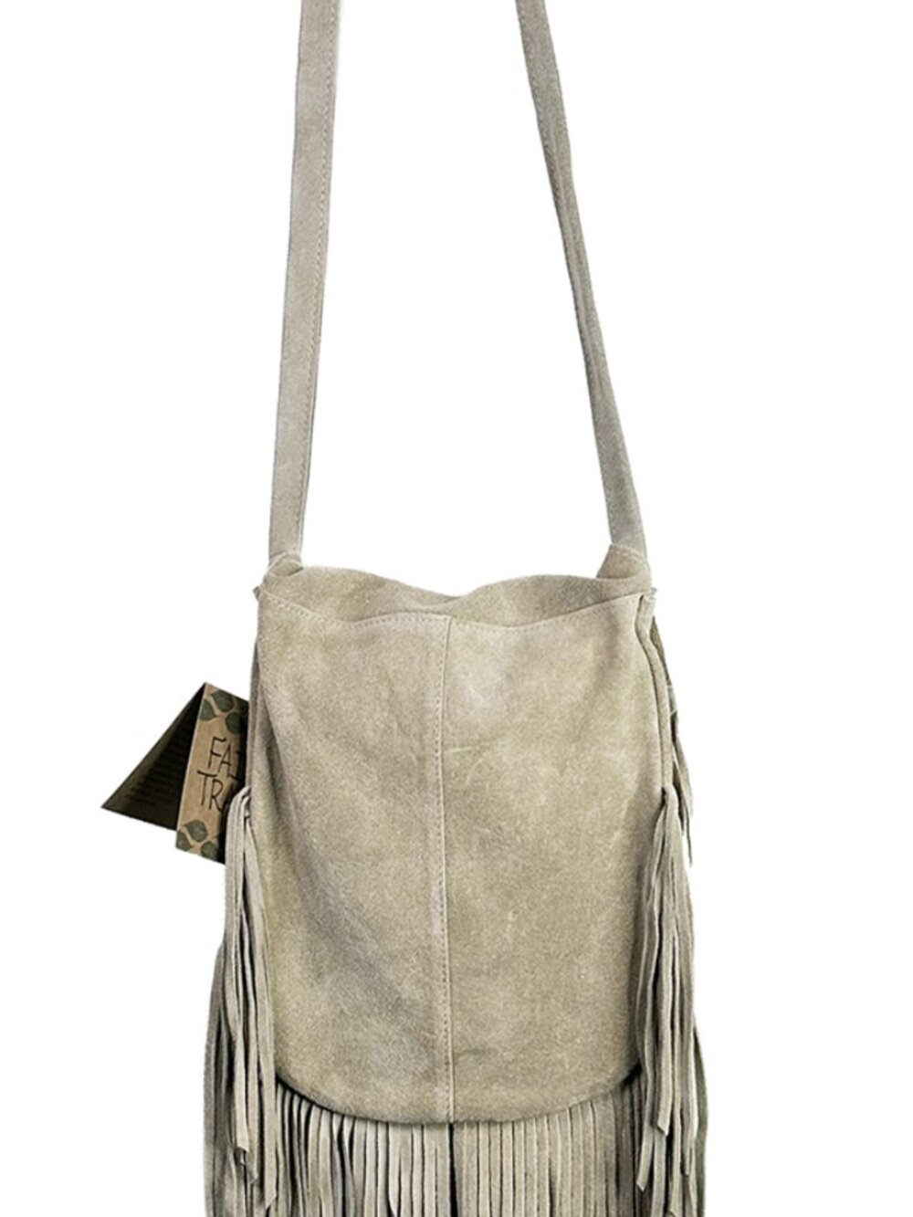 NWT NEW Tan Genuine Suede Leather Fringe Purse Bag Statement Piece Boho - Picture 5 of 11